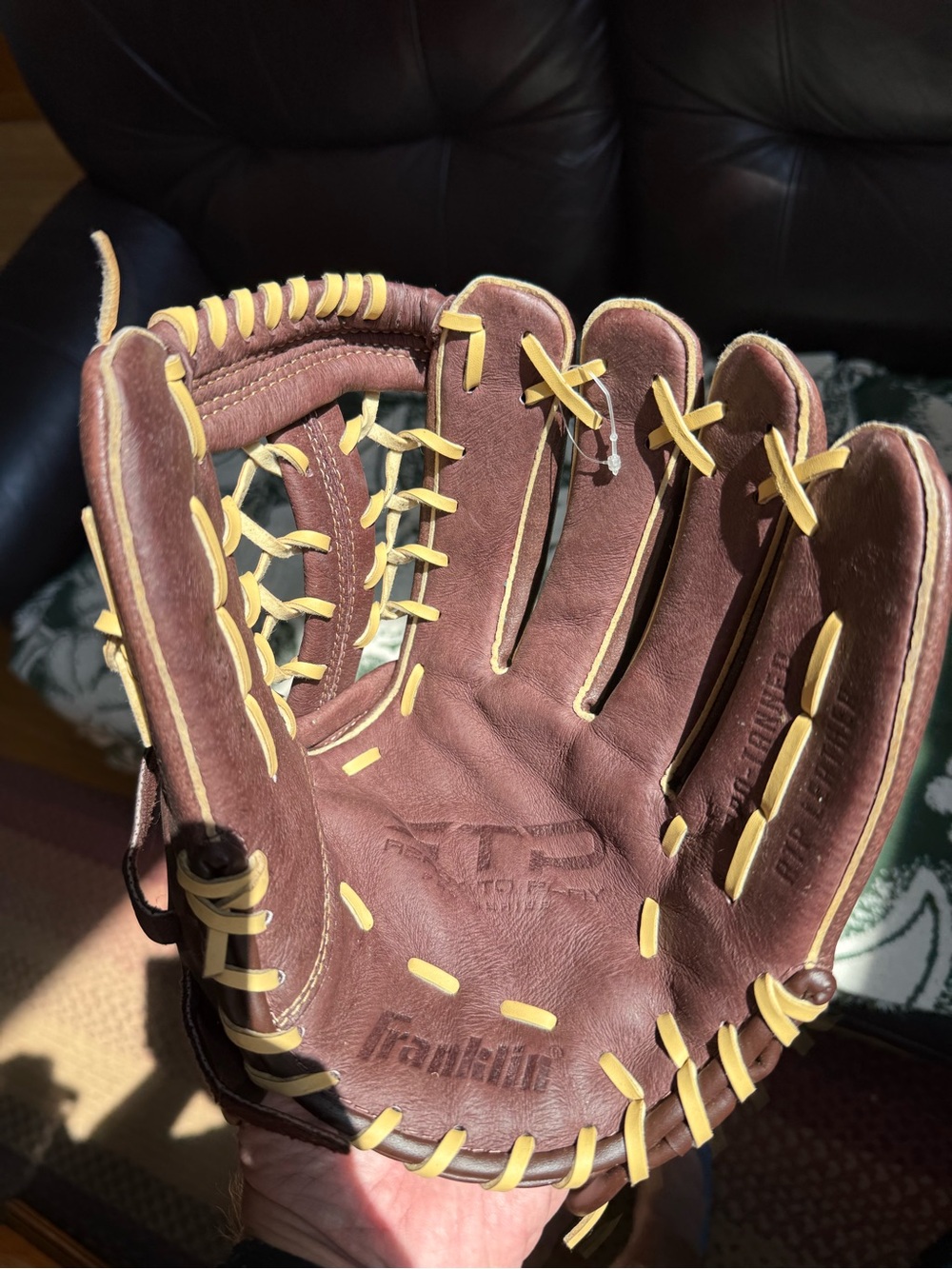 Franklin Brown Leather Baseball Glove with Tan Lacing